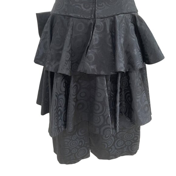 Vintage Pantagis Strapless Black Ruffle Dress Bow Detail Cocktail 80s Glam - Picture 11 of 11